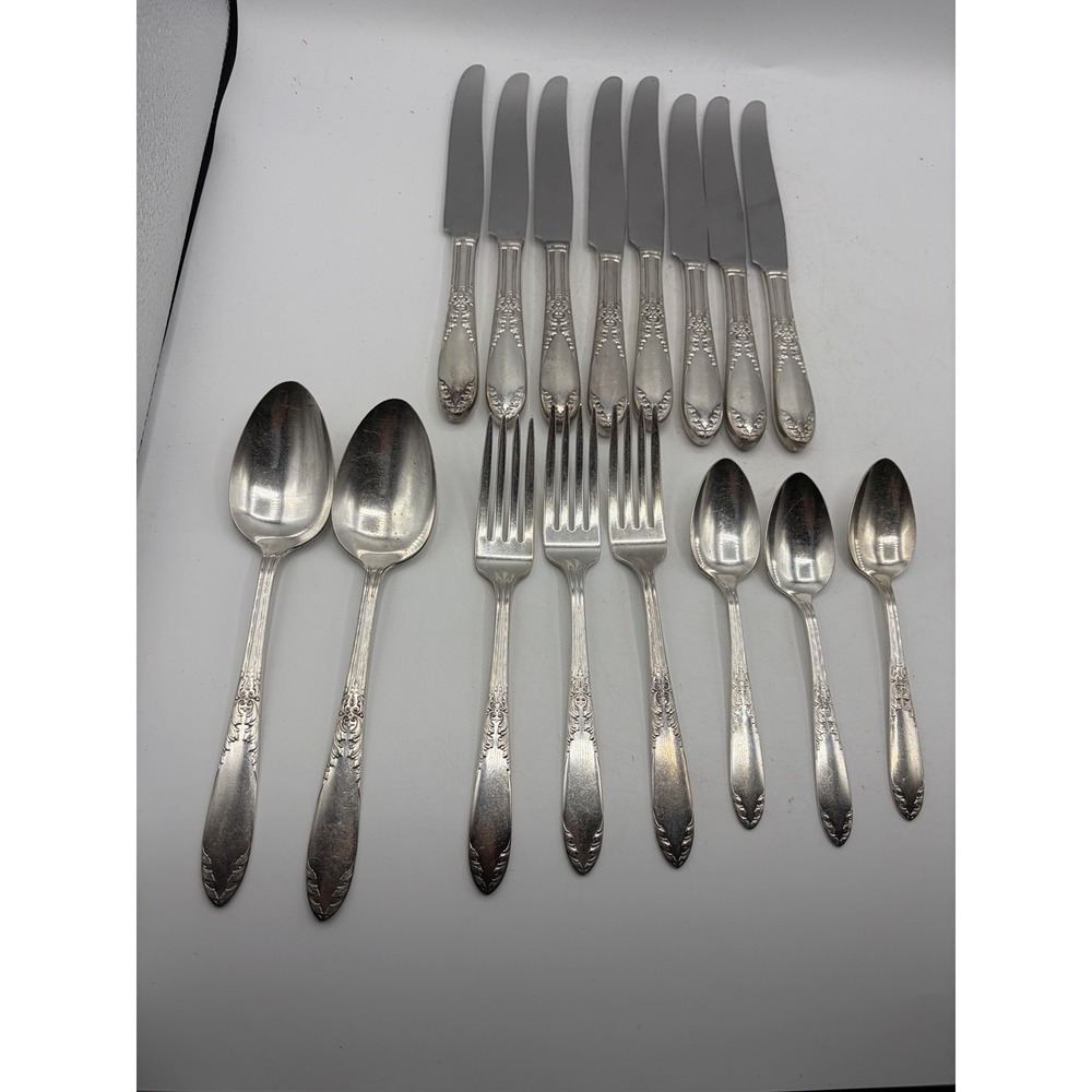 King Edward National Silverplate Flatware Lot 16 Pc Knives Forks Spoons